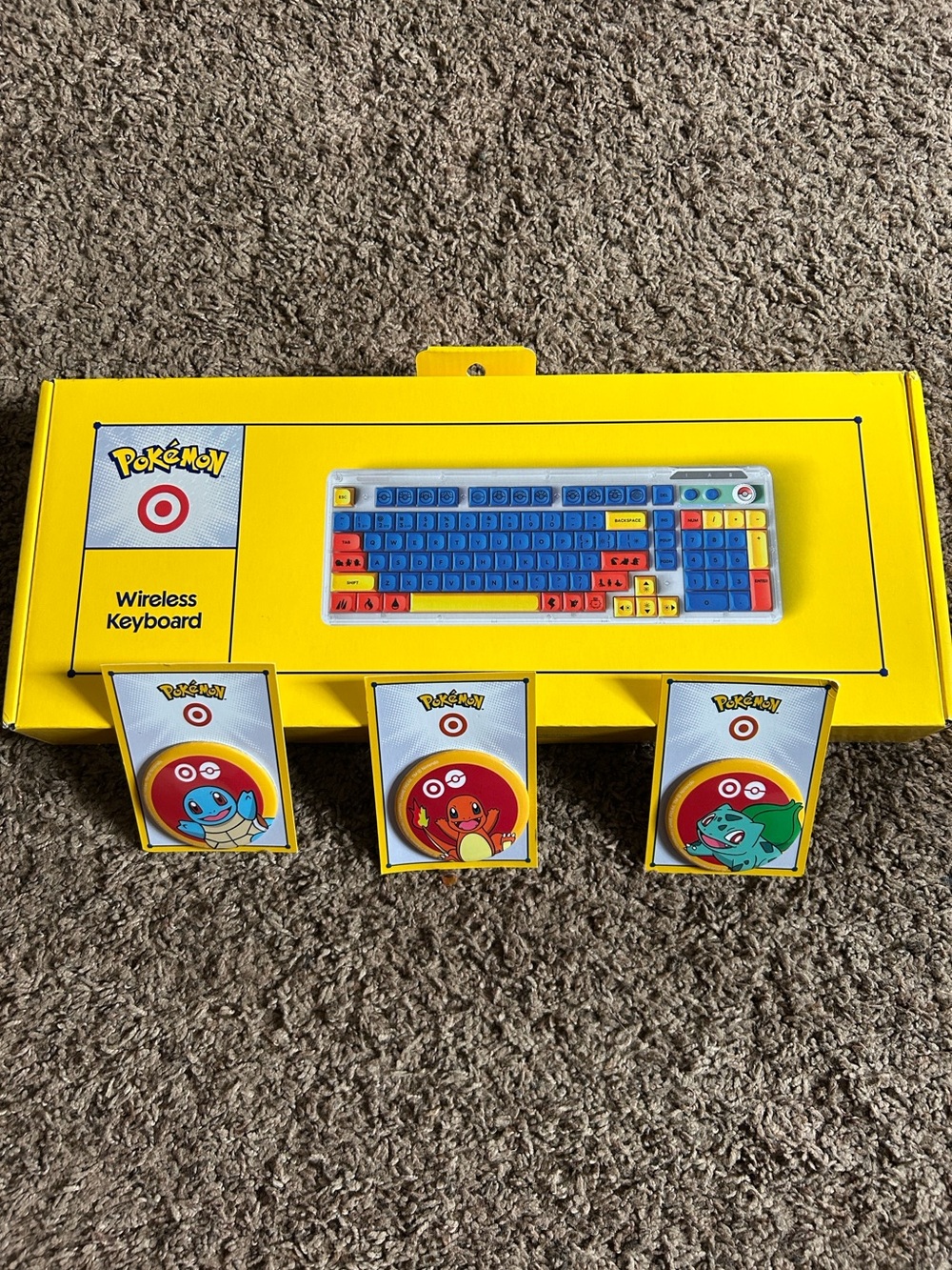 Pokemon Target Wireless Keyboard W/ Limited 3 Pins Charmander Squirtle Bulbasaur